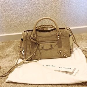 Balenciaga Mini City bag in grey croc enbossed